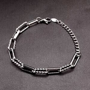 925 Silver Tone Twisted Chain Link Bracelet 90s Y2K Anniversary Birthday Gift